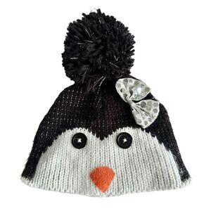 Baby Girl’s Penguin Pom  Knit Beanie, Sz:6-12m